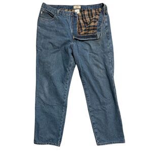 L.L. Bean Men's Flannel Lined Jeans Blue Straight Leg Size 42x32 vintage